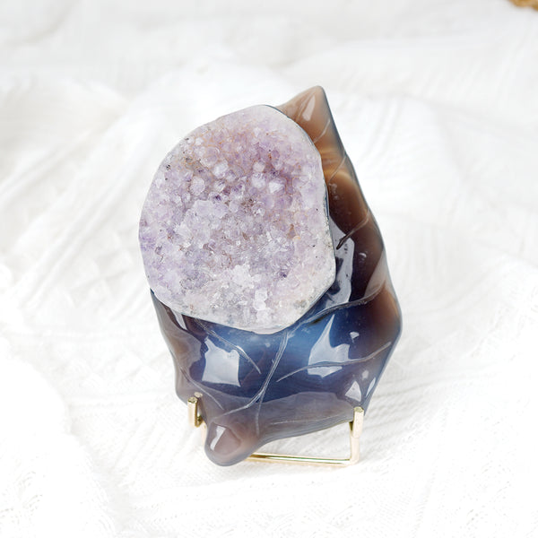 Agate Leaves With Geode【345g】